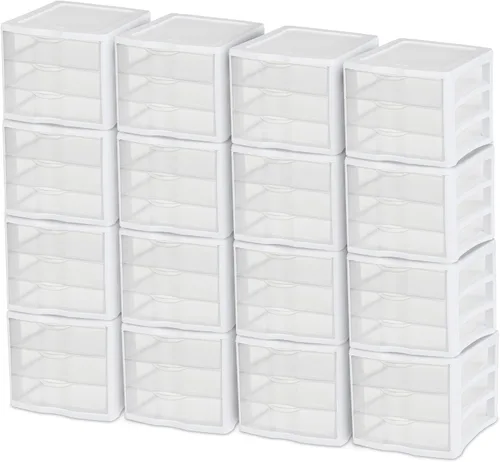Vista 11 de Sterilite Organizador de 3 cajones, almacenamiento transparente