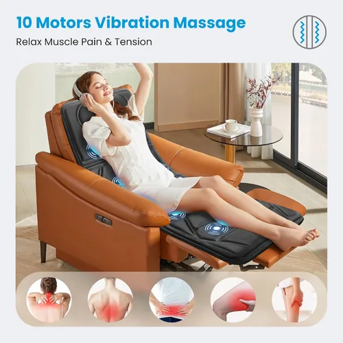 Vista 11 de CooCoCo - Alfombrilla de masaje de cuerpo completo con calor, 4 zonas seleccionables para cama o sofá