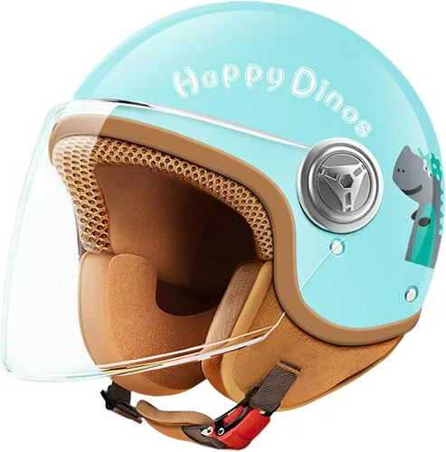 Vista 9 de Casco de motocicleta de cara abierta 3/4 aprobado por DOT, cascos ligeros retro vintage, para niños y niñas de 3 a 15 años de edad, casco de scooter