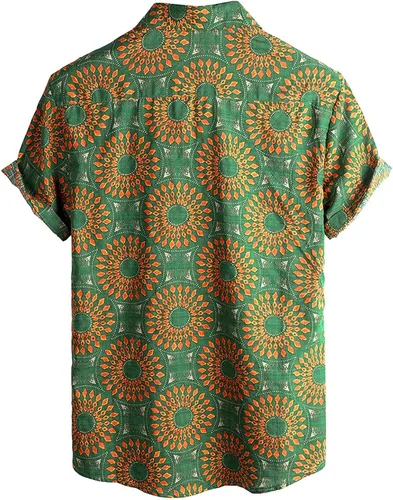 Vista 4 de VATPAVE Camisas hawaianas florales de manga corta con botones para hombre