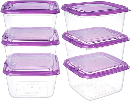 Vista 10 de KIGI Paquete de 6 recipientes de plástico de 20 onzas con tapas, herméticos, rectangulares, para preparación de comidas, microondas, congelación