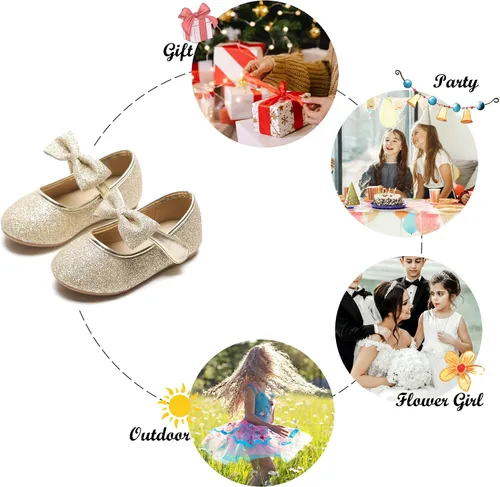 Vista 5 de Felix & Flora Toddler Little Girl Dress Shoes - Girl Mary Jane Flats Party School Wedding