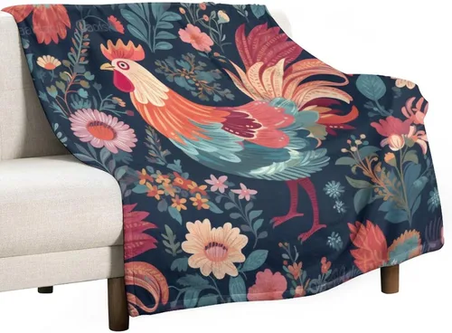 Vista 48 de Manta de microfibra suave y acogedora con diseño de gallo rústico en blanco y negro, suave y acogedora manta de microfibra para sofá, cama, oficina