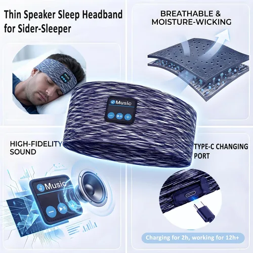 Vista 5 de Auriculares inalámbricos para dormir de lado Azul