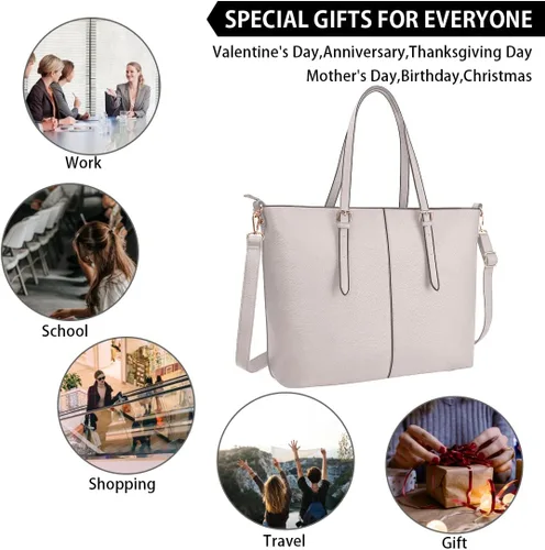 Vista 5 de Bolsa de mano para computadora portátil de 15.6 pulgadas para mujer, bolsa de trabajo de oficina