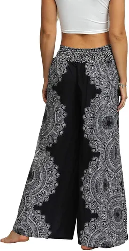 Vista 5 de MsAnya Womens Palazzo Slit Wide Leg Pants Summer Casual Beach Boho Hippie Bohemian Pilate Plus Size 10-18