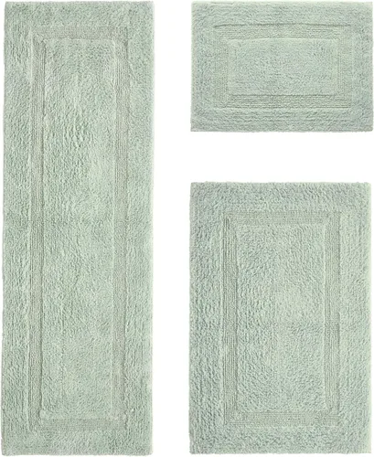 Vista 335 de Better Trends - Juego de 2 alfombras de baño 100% algodón, extra suaves, con borlas, de 17" x 24", alfombra de baño superabsorbente y reversible