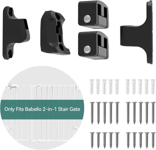 Vista 2 de Kit de montaje de orificios para Babelio 26-43" puerta de bebé y perro con cierre automático para escaleras, contiene tornillos, negro