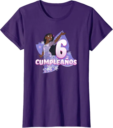 Vista 4 de Disney Encanto Birthday Isabela - Camiseta de 6 cumpleaños, Morado, S
