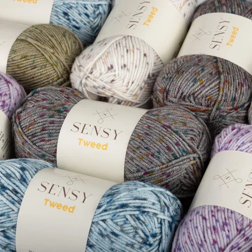 Vista 9 de S Sensy Tweed - Hilo mediano calibre acrílico #4 de primera calidad, color azul, 213 yardas, 4 onzas