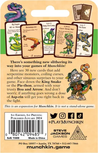 Vista 2 de Mini-expansión del juego de cartas Munchkin Snakes por Steve Jackson