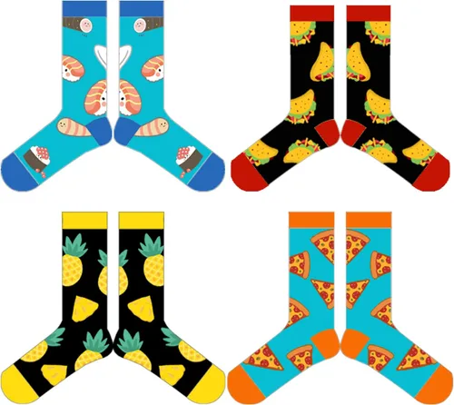 Vista 2 de ALANGDUO Calcetines altos novedosos para niños y niñas, paquete de 4 divertidos calcetines de algodón locos para niños, calcetines casuales