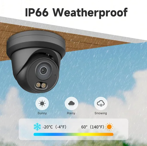 Vista 6 de UNILOOK 4MP PoE IP Camera, Wired Turret Security IP Camera Outdoor, 100FT Smart Dual Light Color Night Vision, AI Human Motion Detection, Built-in