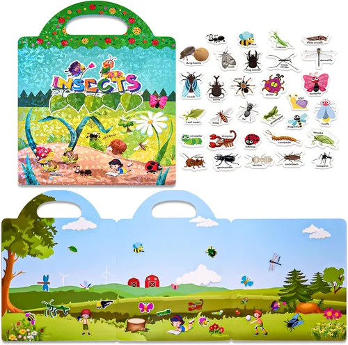 Vista 7 de ASTARON Libro de calcomanías reutilizables para niños pequeños, 88 piezas de calcomanías de animales, actividades para viajes por carretera