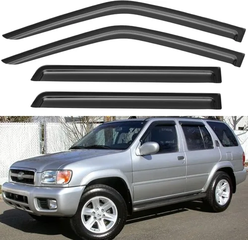 Vista 147 de YQAUTEC - Viseras para ventana, protectores contra la lluvia, compatibles con Subaru WRX 2015-2021, deflectores de viento para ventanas, viseras
