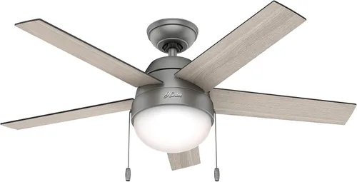 Vista 12 de Hunter Anslee, Ventilador de techo, para interiores, con luz LED, 46 Montaje estándar, cadena de tracción, 5 cuchillas, para dormitorio, sala