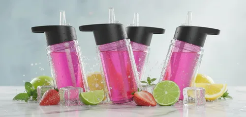 Vista 7 de Juego de 4 botellas de agua deportivas de doble pared para niños, 10 onzas, resistente a los golpes (transparente)