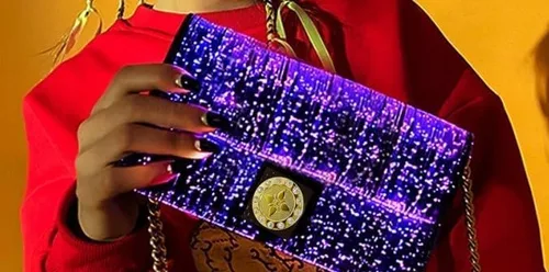 Vista 7 de Bolsos cruzados LED para mujer, bolso cruzado pequeño con luz, 7 colores, mini bolso para fiesta, Negro