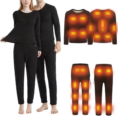 Vista 2 de Conjunto de ropa interior térmica para mujer, camisa térmica y pantalones cálidos, juego de capa base para clima frío (sin batería)