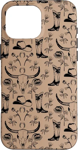Vista 19 de Western Boho Skull, Sunflowers, Country Girls, Cowgirls Boot Case for iPhone 17
