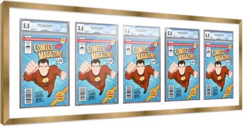 Vista 34 de Poster Palooza Marco de cómics con paspartú para 1 cómic de grado CGC, CBCS o PGX, marco de cómic de bronce para cómic de 8.125 x 13 pulgadas