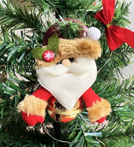 Vista 3 de Campanas de decoración de Navidad para colgar en el árbol de Navidad, lazos de pino y bayas, 18 unidades, 2.0 in de diámetro (paquete de 9)