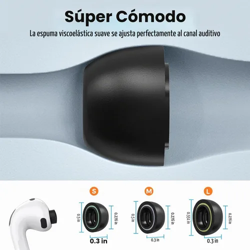 Vista 4 de Delidigi Almohadillas de espuma viscoelástica para auriculares AirPods Pro 3 (2025), 3 pares de accesorios de repuesto súper cómodos compatibles