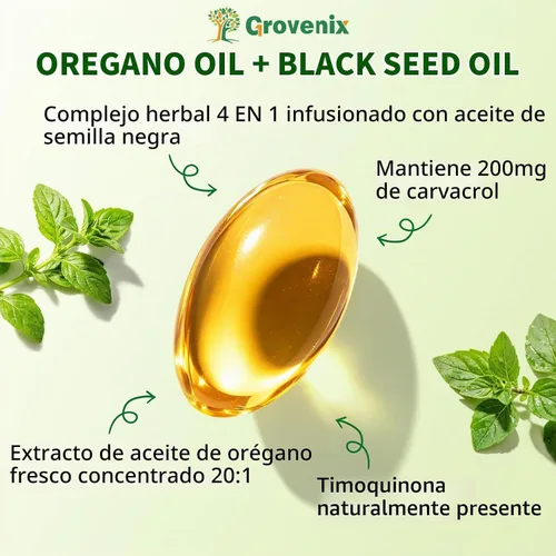 Vista 8 de Aceite de Orégano con Aceite de Semilla Negra, Orgánico, 300