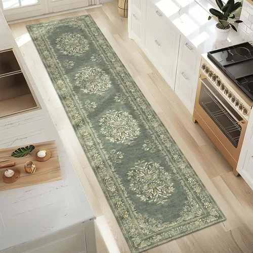 Vista 169 de jinchan Fiora - Alfombra lavable de área pequeña, alfombra de entrada floral de medio círculo de 2 x 3, tapete de media luna de pelo bajo, suave