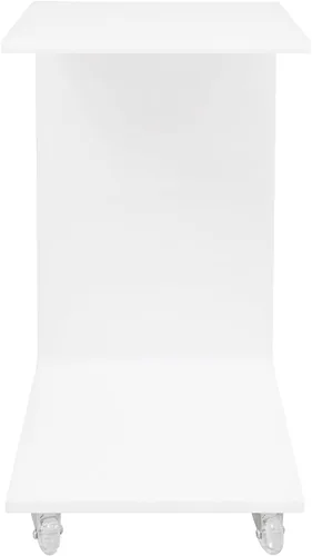 Vista 4 de Mesa auxiliar en forma de C con ruedas, mesa de sofá de acrílico de 2 niveles, mesas de bandeja de TV, mesita de noche, mesas de noche, mesa