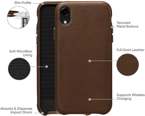 Vista 4 de Deen Leatherskin Snap On - Funda para iPhone XR, compatible con carga inalámbrica, sillín