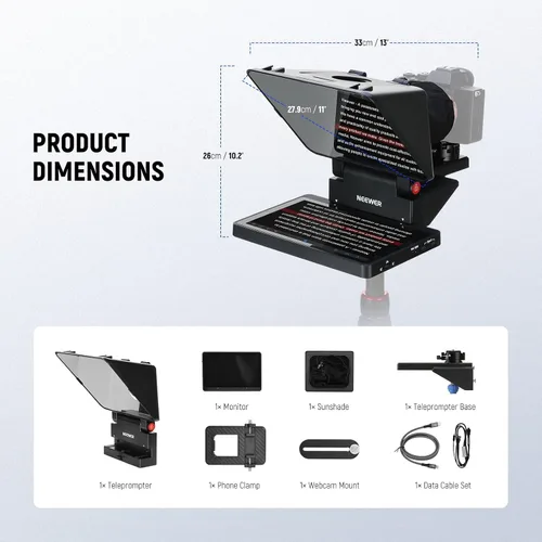 Vista 9 de NEEWER X11 2 en 1 Teleprompter 11" con monitor, compatible con duplicación 2-Negro