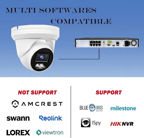 Vista 2 de Cámara de torreta IP PoE 4K 8MP al aire libre 24/7 versión nocturna a todo color 0.110 in 105° gran angular, H.265, IP67, compatible con Uniview