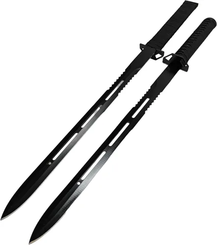 Vista 7 de Espada Ninja de acero inoxidable con vaina, cuchillo táctico de artes marciales para exteriores Rojo