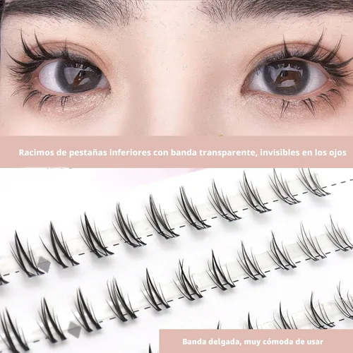 Vista 4 de DAODER - Extensiones de pestañas en racimo de pestañas inferiores, 90 unidades, aspecto natural, pestañas transparentes para pestañas inferiores