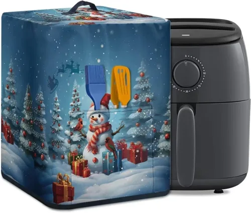 Vista 8 de Gomyblomy Funda para electrodomésticos pequeños con diseño de murciélagos, protector de freidora de aire lavable con tema de Halloween, protector