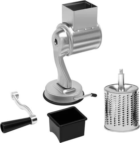 Vista 3 de 5-In-1 Rotary Cheese Grater, Multi-Function Hand Crank Stainless Steel Cheese Grater, Vegetable Shredder With 5 Interchangeable Blades For Cheese