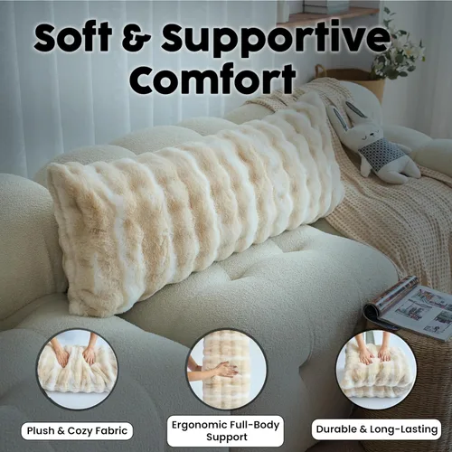 Vista 3 de OMEO Almohada de invierno esponjosa de cuerpo completo – Almohada de embarazo de espuma viscoelástica, almohada de lactancia para dormir de lado