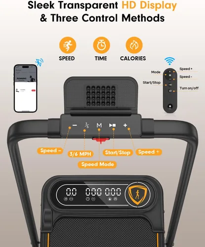 Vista 7 de Trisomy - Caminadora plegable con 10% de inclinación, 3.5 HP de bajo ruido con barra de asa, cinta de correr portátil 4 en 1 para debajo