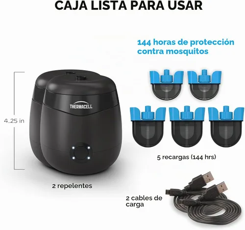 Vista 6 de Thermacell E55 E-Series - Repelente recargable contra mosquitos, paquete de 2 + paquete de recarga de 120 horas, zona de protección contra mosquitos