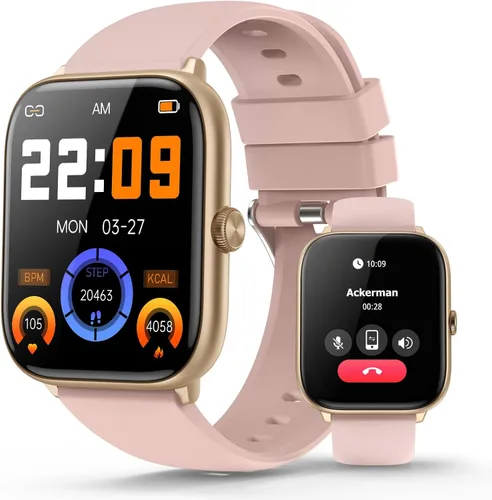 Vista 8 de Black Smart Watch for Men Women, Bluetooth Call, 2.06" HD AMOLED Fitness Tracker, 118 Sports Modes, Blood Pressure/Heart Rate/SpO2/Sleep Monitor