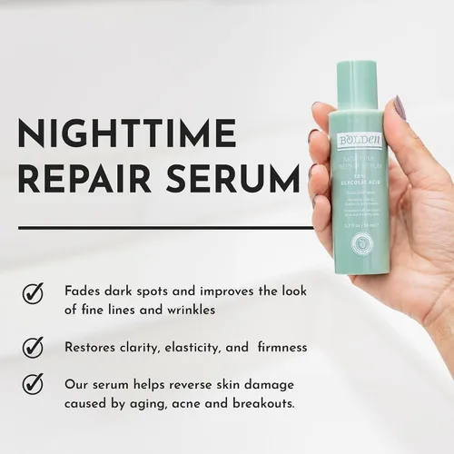 Vista 7 de BOLDEN Paquete de suero reparador nocturno y limpiador clarificante, suero iluminador de manchas oscuras y limpiador de gel sin sulfatos para pieles