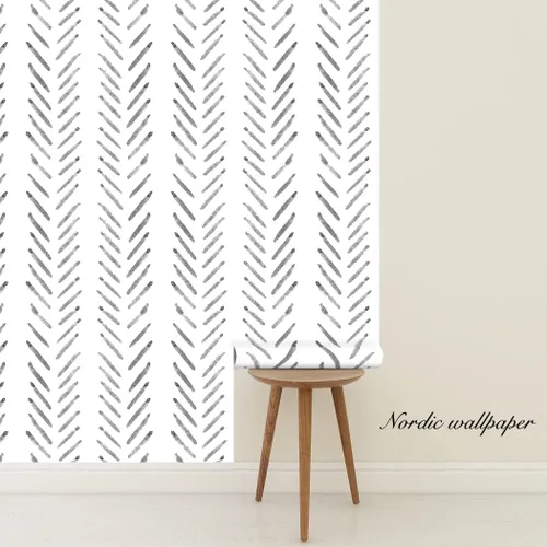 Vista 7 de Papel tapiz autoadhesivo para despegar y pegar, diseño de espiga moderno, diseño de espiga, líneas geométricas, autoadhesivo, para baño, dormitorio