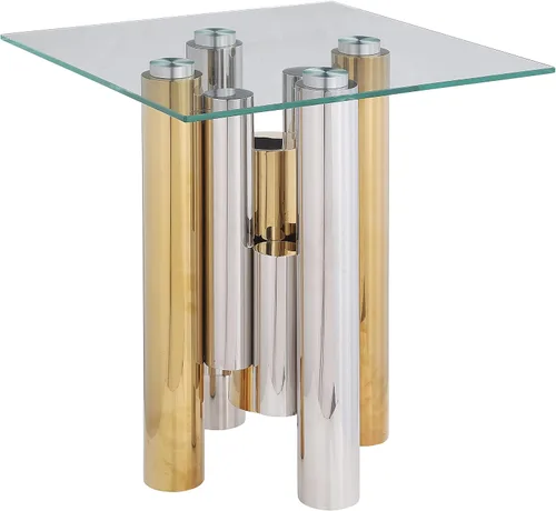 Vista 10 de Mesa de centro rectangular moderna de vidrio con parte superior de cristal templado negro y marco de acero inoxidable para sala de estar
