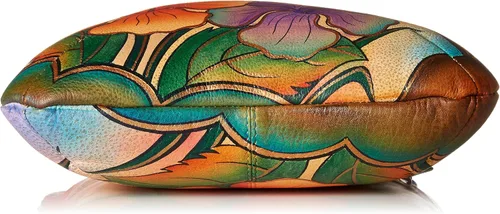 Vista 4 de Anna by Anuschka Women's Genuine Leather Slim Cross Shoulder Bag - Hand Painted Original Artwork Exterior