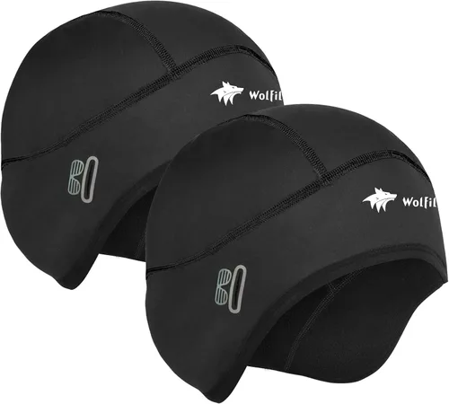 Vista 13 de WOLFILIST Skull Cap Winter Helmet Liner, Cold Weather Thermal Cycling Cap negro (Black*1)