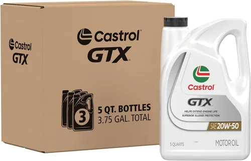 Vista 12 de Castrol GTX 20W-50 Aceite de motor convencional, 1 cuarto de galón, paquete de 6