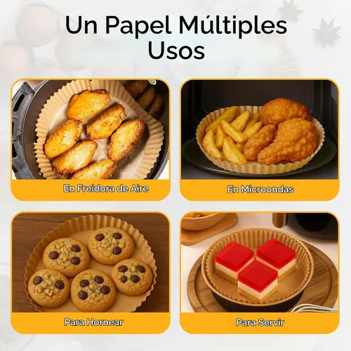 Vista 4 de Mindful Design Forros de Papel para Freidora de Aire, 125 Piezas, Papel Pergamino, Forro Desechable para Freidora de Aire para Microondas, Redondo
