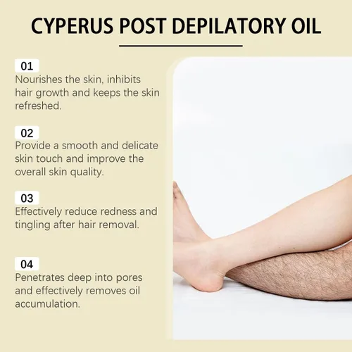 Vista 4 de Aceite Cyperus Rotundus, 100% puro y natural Cyprus Rotundus aceite para depilación y reducción del crecimiento del vello corporal (1 unidad)