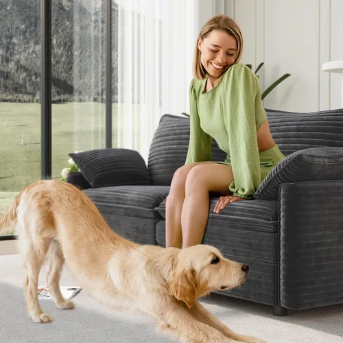 Vista 6 de Vesgantti 74" Cloud Couch for Living Room, 2 Seaters Deep Seat Sectional Modular Sofa, Double Cushion Corduroy Small Sofas Living Room Couches for